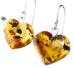Aretes Corazones De Ámbar & Plata Ley (PTM4)