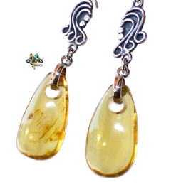 Aretes Con Ámbar Auténtico & Plata Ley (AMB1) - comprar en línea
