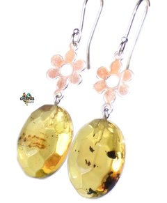 Aretes De Ámbar Auténtico & Plata Ley "