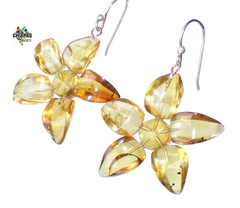 Aretes Flores De Ámbar & Plata Ley (2) - comprar en línea