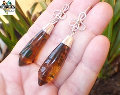 Aretes con Ámbar Auténtico & Plata Ley (FPL1) en internet