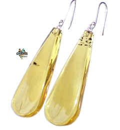 Aretes Gotas De Ámbar Amarillo & Plata Ley (LG2)