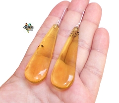 Aretes Gotas De Ámbar Amarillo & Plata Ley (LG2) - comprar en línea