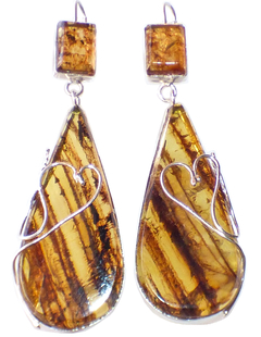 Aretes De Ámbar Largos & Plata Ley (HTS)