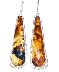 Aretes con Ámbar Auténtico & Plata Ley (LG1) en internet