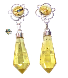 Aretes Con Péndulos De Ámbar & Plata Ley .925