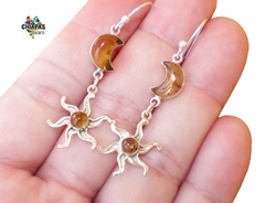 Aretes "Sol y Luna" de Ámbar & Plata Ley - comprar en línea