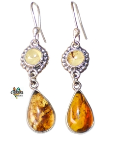 Aretes Con Ámbar Auténtico & Plata Ley (TWP2)