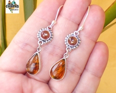 Aretes Con Ámbar Auténtico & Plata Ley (TWP2) - comprar en línea