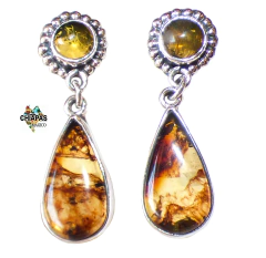 Aretes Con Ámbar Auténtico & Plata Ley (TWP1)
