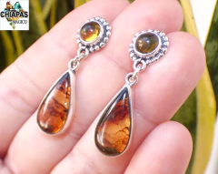 Aretes Con Ámbar Auténtico & Plata Ley (TWP1) - comprar en línea