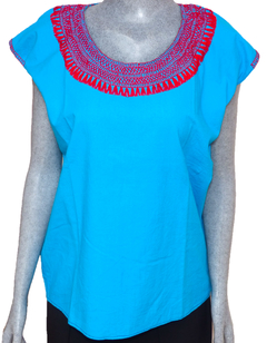 Blusa Mod007 Celeste/Rojo (S) - comprar en línea