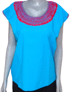 Blusa Mod007 Celeste/Rojo (S) - comprar en línea