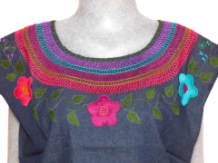 Blusa Mod011 Mezclilla/Flores #002 (M)