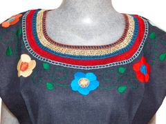 Blusa Mod011 Mezclilla/Flores #009 (M)