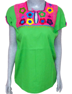 Blusa Mod020 Verde Limón/Flores (S) (copia)