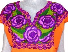 Blusa Zinacantán Naranja/Morado (M)