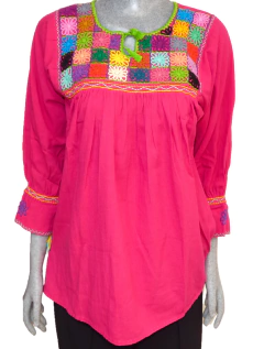 Blusón Unitalla Fucsia (Cuadritos Rococó)