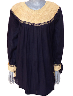 Blusón Unitalla Azul Marino/Beige (Cuello Redondo) - comprar en línea