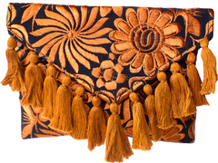 Carterón "Flores" con Pompones (Negro/Café)