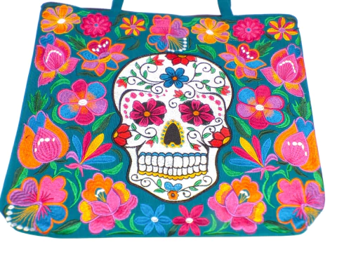 Bolsa Grande Bordada Motivo Dia De Muertos (Cráneos) - comprar en línea