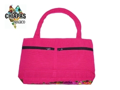 Bolsa Mediana Fucsia & Flores Multicolor #003 - comprar en línea