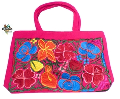 Bolsa Mediana Fucsia & Flores Multicolor #005