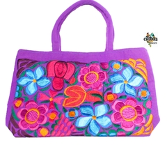 Bolsa Mediana Lila & Flores Multicolor #001 - comprar en línea