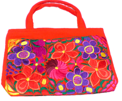 Bolsa Mediana Naranja & Bordado Flores (NJ1) - comprar en línea
