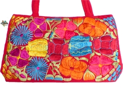 Bolsa Mediana Roja & Bordado Flores (RDM1)