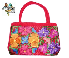 Bolsa Mediana Roja & Bordado Flores (RPI)