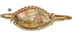 Brazalete Con Ojo de Tigre Natural & Aleación De Zinc