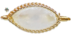 Brazalete Con Cuarzo Blanco Natural & Aleación De Zinc (Dorado)