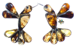 Broqueles Colibríes de Ámbar & Plata Ley #002