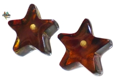 Broqueles Estrellas De Ámbar Rojizo & Acero Inoxidable en internet