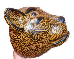 Cabeza De Jaguar Barro Decorativo Pared (GDM) - Chiapas Mágico