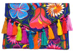 Carterón "Flores" Con Pompones Azul (AZR5) - comprar en línea