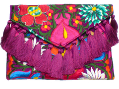 Carteron "Flores" Con Pompones De Seda (Bugambilia) - comprar en línea