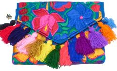 Carterón "Flores" Con Pompones Azul Indigo (IND1)