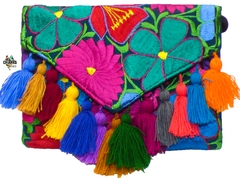 Carterón "Flores" Con Pompones Azul Indigo (IND3)