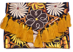 Carterón "Flores" con Pompones Negro (NMTC1) - comprar en línea