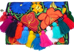 Carterón "Flores" con Pompones Negro (NMTC8)