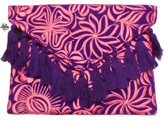 Carterón "Flores" con Pompones (Morado & Rosa)