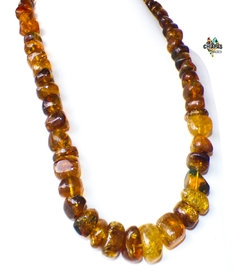 Collar Con Chips De Ámbar & Plata Ley 925 (60.5 CM)