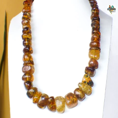 Collar Con Chips De Ámbar & Plata Ley 925 (60.5 CM) - comprar en línea