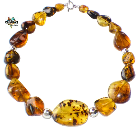 Collar Con Ámbar Auténtico & Plata Ley (48 CM)