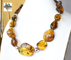 Collar Con Ámbar Auténtico & Plata Ley (48 CM) en internet