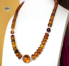 Collar con Donas y Esferas de Ámbar & Plata Ley (DNS1)