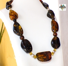 Collar con Varios Tonos de Ámbar Auténtico & Plata Ley (AMB5) - comprar en línea