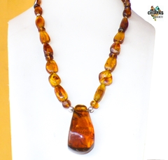 Collar con Ámbar Cognac & Plata Ley 925 (FL1) - comprar en línea